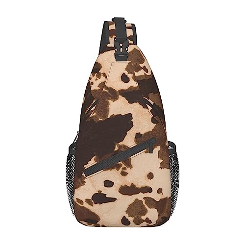 Twister Polka Dots Sling Bag Travel Crossbody Rucksack Brusttasche für Männer Frauen, verstellbare linke und rechte Schultern, Wandern, Casual Daypack, Braunes Rindsleder., Einheitsgröße von VGFJHNDF