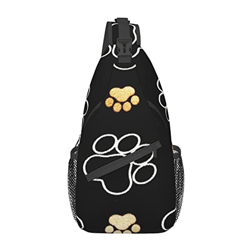 Twister Polka Dots Sling Bag Travel Crossbody Rucksack Brusttasche für Männer Frauen, verstellbare linke und rechte Schultern, Wandern, Casual Daypack, Hundepfotenmotiv, Einheitsgröße von VGFJHNDF