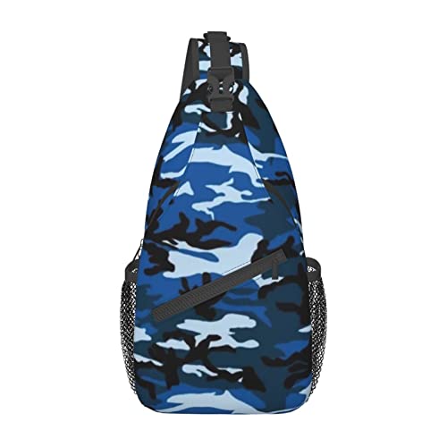 Twister Polka Dots Sling Bag Travel Crossbody Rucksack Brusttasche für Männer Frauen, verstellbare linke und rechte Schultern, Wandern, Casual Daypack, blau camouflage, Einheitsgröße von VGFJHNDF