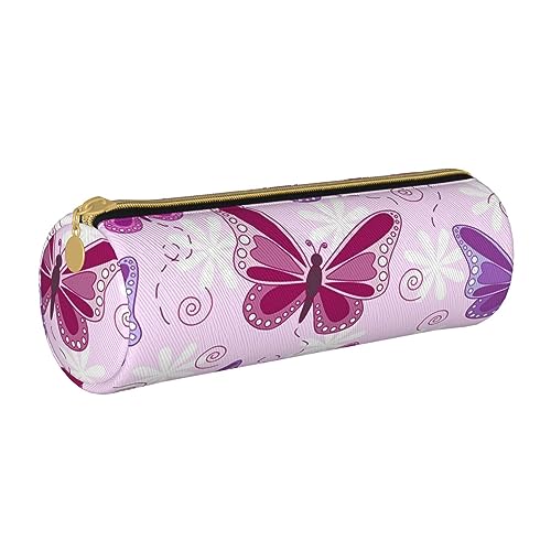 VGFJHNDF American Camouflage Lila Leder Runde Federmäppchen Reißverschluss Bleistift Box – Schule Minimalistisches Federmäppchen und Make-up-Tasche für Männer, Frauen, Mädchen, Jungen, rosa von VGFJHNDF