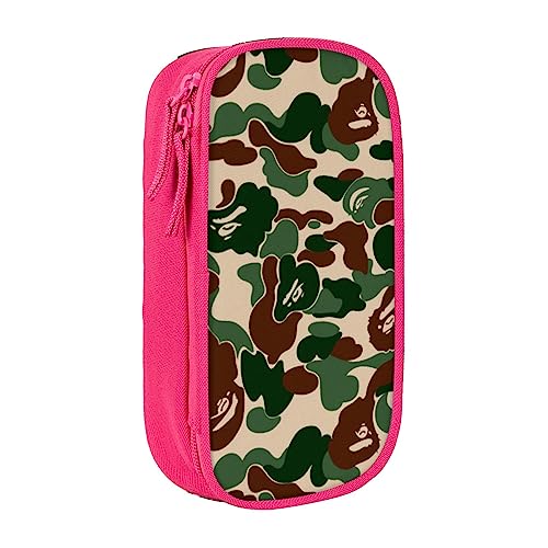 VGFJHNDF Aniaml Federmäppchen, Camouflage-Grün, mit Fach für Büro, Uni, Schule, Erwachsene, Teenager, Mädchen, Jungen, Schwarz, rose, Einheitsgröße, Make-up-Tasche von VGFJHNDF