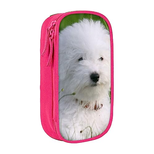 VGFJHNDF Bichon On The Grass Federmäppchen, Stifteetui, Organizer für Büro, Uni, Schule, Erwachsene, Teenager, Mädchen, Jungen, Schwarz, rose, Einheitsgröße, Make-up-Tasche von VGFJHNDF