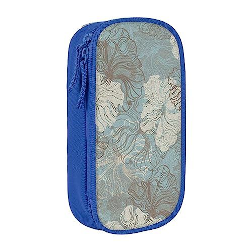 VGFJHNDF Blue Grace Federmäppchen mit Blumenmuster, für Büro, Uni, Schule, Erwachsene, Teenager, Mädchen, Jungen, Schwarz, blau, Einheitsgröße, Make-up-Tasche von VGFJHNDF