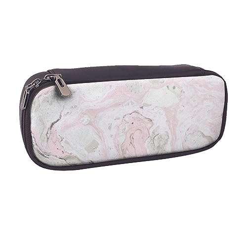 VGFJHNDF Federmäppchen aus Elchleder mit weihnachtlichem Elch, für Schule, Schule, Büro, Make-up-Tasche, Organizer für Männer, Frauen, Mädchen, Jungen, Rosa abstrakte Tinte marmoriert grau von VGFJHNDF