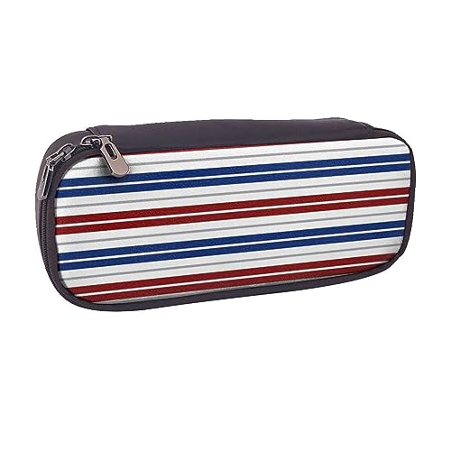 VGFJHNDF Federmäppchen aus Elchleder mit weihnachtlichem Elch, für Schule, Schule, Büro, Make-up-Tasche, Organizer für Männer, Frauen, Mädchen, Jungen, Rot, Blau, Weiß, Graue Streifen, Einheitsgröße, von VGFJHNDF