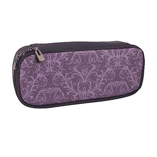 VGFJHNDF Federmäppchen aus Leder, Eiscreme, Flip-Bleistiftbox, College, Schule, Stifttasche, Büro, Make-up-Tasche, Organizer für Männer, Frauen, Mädchen, Jungen, violett, Einheitsgröße, Make-up-Tasche von VGFJHNDF