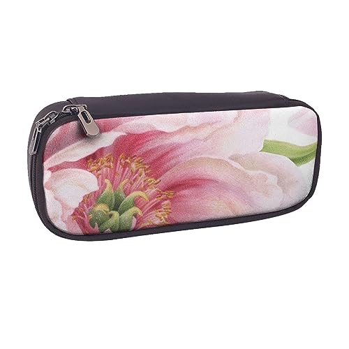 VGFJHNDF Federmäppchen aus Leder, Motiv: Smile Schneemann, Flip-Bleistiftbox, Schule, Stifttasche, Büro, Make-up-Tasche, Organizer für Männer, Frauen, Mädchen, Jungen, Rosa Pfingstrose, Einheitsgröße, von VGFJHNDF