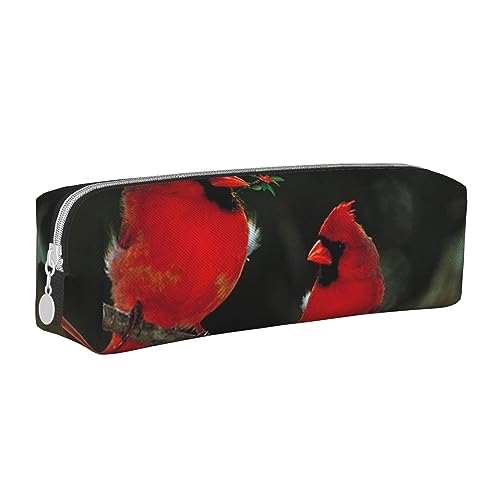 VGFJHNDF Federmäppchen aus Leder, Motiv: Weihnachtsmann, mit Reißverschluss, minimalistisches Federmäppchen und Make-up-Tasche für Männer, Frauen, Mädchen, Jungen, Red Birds Fauna Wild, Einheitsgröße, von VGFJHNDF