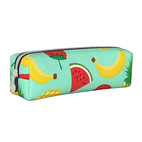 VGFJHNDF Federmäppchen aus Leder mit Cartoon-Krabbenmotiv, mit Reißverschluss, minimalistisches Federmäppchen und Make-up-Tasche für Männer, Frauen, Mädchen, Jungen, Banane Erdbeere Ananas, von VGFJHNDF