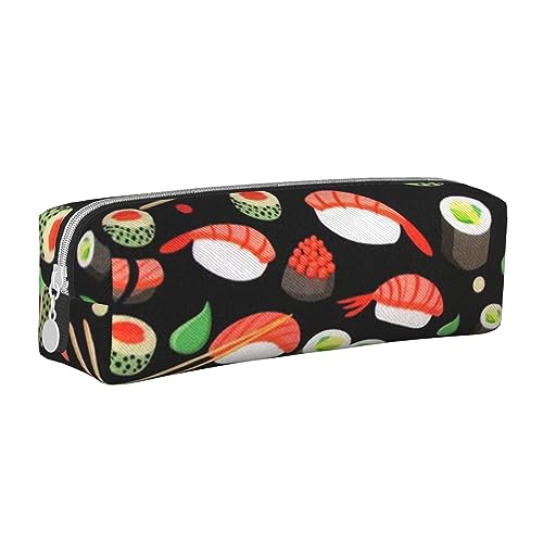 VGFJHNDF Federmäppchen aus Leder mit Palmen-grünen Blättern, Reißverschluss, minimalistisches Federmäppchen und Make-up-Tasche für Männer, Frauen, Mädchen, Jungen, Japanische Sushi-Garnelen, von VGFJHNDF