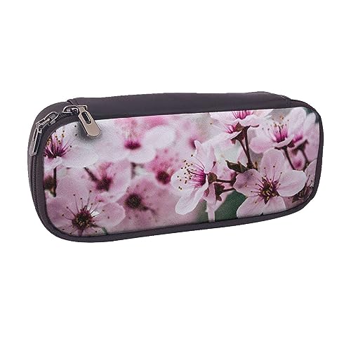 VGFJHNDF Federmäppchen aus Leder mit farbigem Ananas, für Schule, Schule, Büro, Make-up-Tasche, Organizer für Männer, Frauen, Mädchen, Jungen, Rosa Kirschblüten, Einheitsgröße, Make-up-Tasche von VGFJHNDF