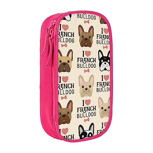 VGFJHNDF Federmäppchen mit Aufschrift "I love French Bulldogge", für Büro, Uni, Schule, Erwachsene, Teenager, Mädchen, Jungen, Schwarz, rose, Einheitsgröße, Make-up-Tasche von VGFJHNDF