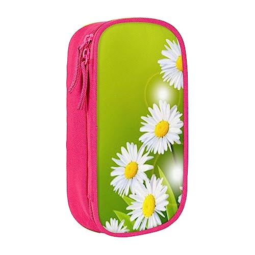 VGFJHNDF Federmäppchen mit Blumenmotiv und Gänseblümchen, Stifteetui, Organizer für Büro, Uni, Schule, Erwachsene, Teenager, Mädchen, Jungen, Schwarz, rose, Einheitsgröße, Make-up-Tasche von VGFJHNDF