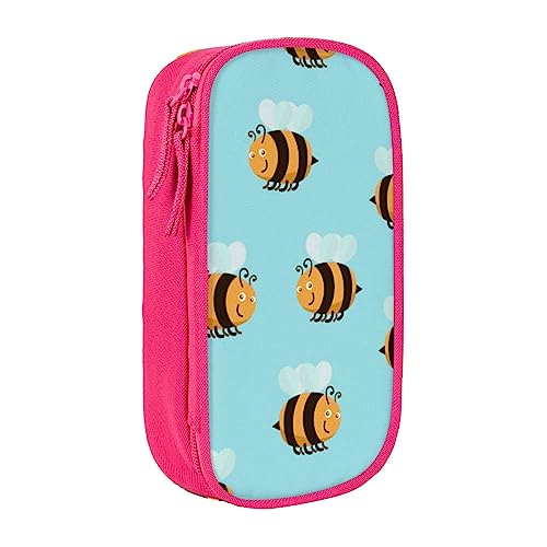 VGFJHNDF Federmäppchen mit Cartoon-Bienen-Muster, Fach für Büro, Uni, Schule, Erwachsene, Teenager, Mädchen, Jungen, Schwarz, rose, Einheitsgröße, Make-up-Tasche von VGFJHNDF