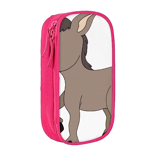 VGFJHNDF Federmäppchen mit Cartoon-Esel-Design, für Büro, Uni, Schule, Erwachsene, Teenager, Mädchen, Jungen, Schwarz, rose, Einheitsgröße, Make-up-Tasche von VGFJHNDF