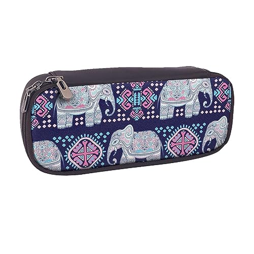 VGFJHNDF Federmäppchen mit Elefantenmotiv, Leder, zum Aufklappen, für Schule, Schule, Büro, Make-up-Tasche, Organizer für Männer, Frauen, Mädchen, Jungen, Lila Elefant, Einheitsgröße, Make-up-Tasche von VGFJHNDF