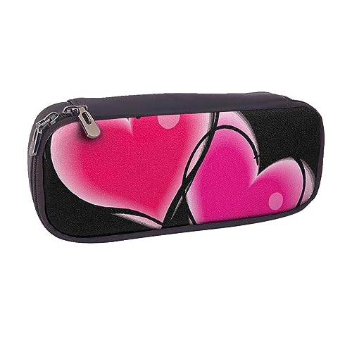 VGFJHNDF Federmäppchen mit Elefantenmotiv, Leder, zum Aufklappen, für Schule, Schule, Büro, Make-up-Tasche, Organizer für Männer, Frauen, Mädchen, Jungen, red heart, Einheitsgröße, Make-up-Tasche von VGFJHNDF