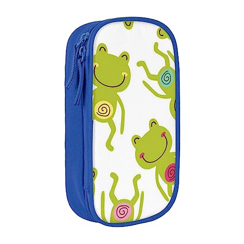 VGFJHNDF Federmäppchen mit Froschmotiv im Cartoon-Design, für Büro, Uni, Schule, Erwachsene, Teenager, Mädchen, Jungen, Schwarz, blau, Einheitsgröße, Make-up-Tasche von VGFJHNDF