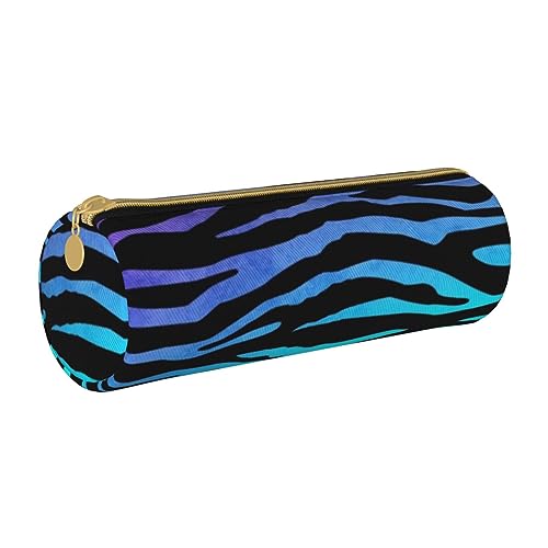 VGFJHNDF Federmäppchen mit Fußball-Motiv, rund, mit Reißverschluss, minimalistisches Federmäppchen und Make-up-Tasche für Männer, Frauen, Mädchen, Jungen, Lila Blau Grün Camouflage Zebra Streifen, von VGFJHNDF