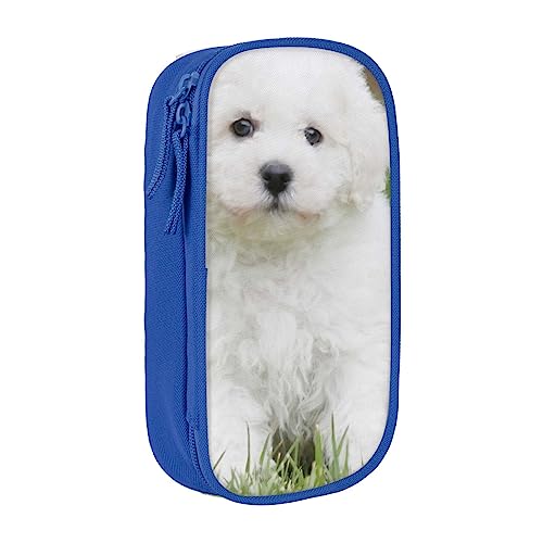 VGFJHNDF Federmäppchen mit Hundemotiv von Bichon Frisé, für Büro, Uni, Schule, Erwachsene, Teenager, Mädchen, Jungen, Schwarz, blau, Einheitsgröße, Make-up-Tasche von VGFJHNDF