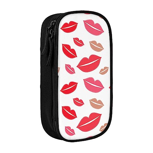 VGFJHNDF Federmäppchen mit Lippen-Motiv, Stiftebox, Organizer für Büro, Uni, Schule, Erwachsene, Teenager, Mädchen, Jungen, Schwarz, Schwarz , Einheitsgröße, Make-up-Tasche von VGFJHNDF