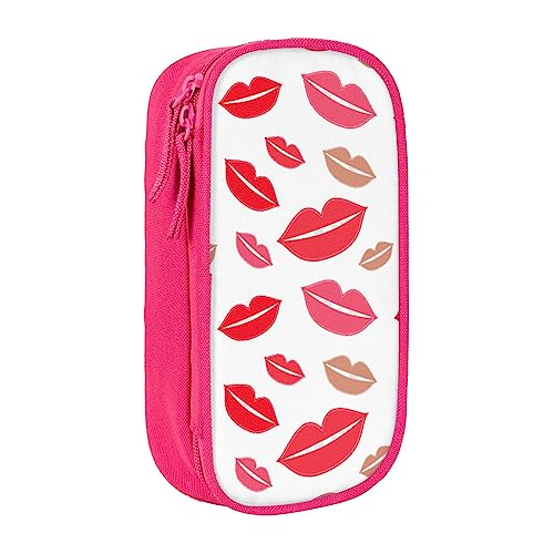 VGFJHNDF Federmäppchen mit Lippen-Motiv, Stiftebox, Organizer für Büro, Uni, Schule, Erwachsene, Teenager, Mädchen, Jungen, Schwarz, rose, Einheitsgröße, Make-up-Tasche von VGFJHNDF