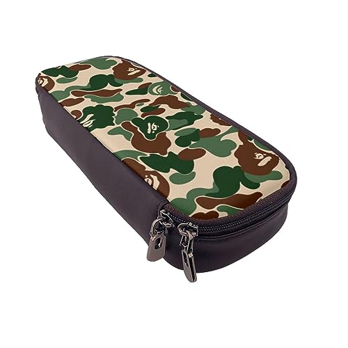 VGFJHNDF Federmäppchen mit Meeresschildkröte, Leder, Flip-Bleistiftbox, Organizer für Büro, Uni, Schule, Erwachsene, Teenager, Mädchen, Jungen, Aniaml Camouflage Grün, Einheitsgröße, Make-up-Tasche von VGFJHNDF