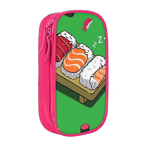 VGFJHNDF Federmäppchen mit Schlaf-Sushi-Motiv, für Büro, Uni, Schule, Erwachsene, Teenager, Mädchen, Jungen, Schwarz, rose, Einheitsgröße, Make-up-Tasche von VGFJHNDF