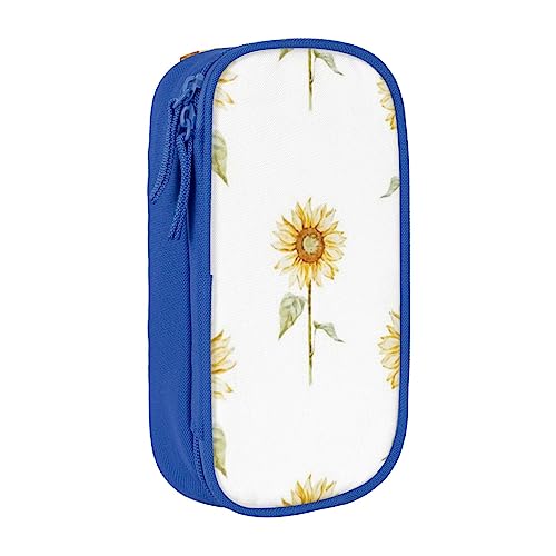 VGFJHNDF Federmäppchen mit Sonnenblumen-Motiv, für Büro, Uni, Schule, Erwachsene, Teenager, Mädchen, Jungen, Schwarz, blau, Einheitsgröße, Make-up-Tasche von VGFJHNDF