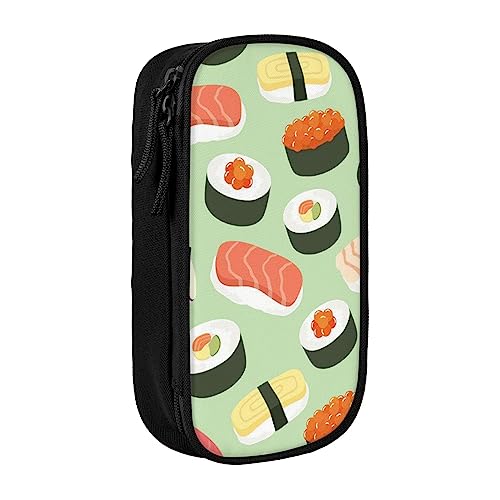 VGFJHNDF Federmäppchen mit Sushi-Lebensmittel-Muster, Fach, Stiftebox, Tasche Organizer für Büro, Uni, Schule, Erwachsene, Teenager, Mädchen, Jungen, Schwarz, Schwarz , Einheitsgröße, Make-up-Tasche von VGFJHNDF