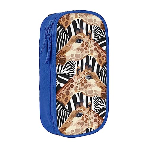 VGFJHNDF Federmäppchen mit Zebra- und Giraffen-Motiv, für Büro, Uni, Schule, Erwachsene, Teenager, Mädchen, Jungen, Schwarz, blau, Einheitsgröße, Make-up-Tasche von VGFJHNDF