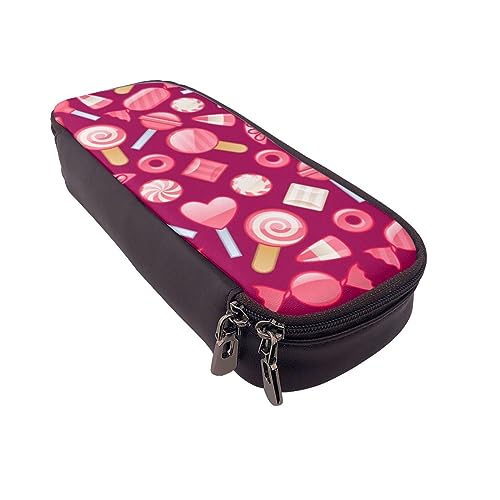 VGFJHNDF Federmäppchen mit buntem Elefantenmotiv, Leder, zum Aufklappen, für Büro, Uni, Schule, Erwachsene, Teenager, Mädchen, Jungen, Pink Candy, Einheitsgröße, Make-up-Tasche von VGFJHNDF