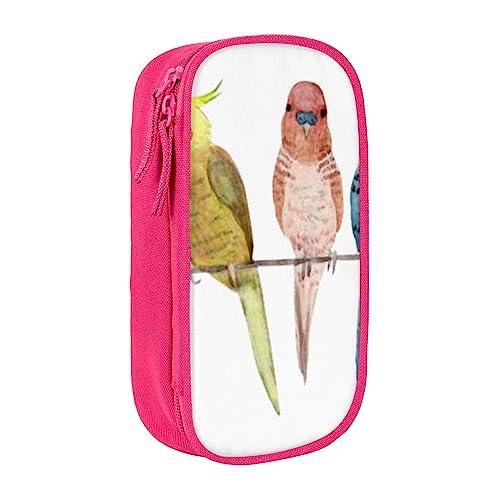 VGFJHNDF Federmäppchen mit bunten Papageien auf Baum, Stifteetui, Organizer für Büro, Uni, Schule, Erwachsene, Teenager, Mädchen, Jungen, Schwarz, rose, Einheitsgröße, Make-up-Tasche von VGFJHNDF