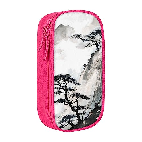 VGFJHNDF Federmäppchen mit chinesischer Landschaftsmalerei, Stifteetui, Organizer für Büro, Uni, Schule, Erwachsene, Teenager, Mädchen, Jungen, schwarz, rose, Einheitsgröße, Make-up-Tasche von VGFJHNDF