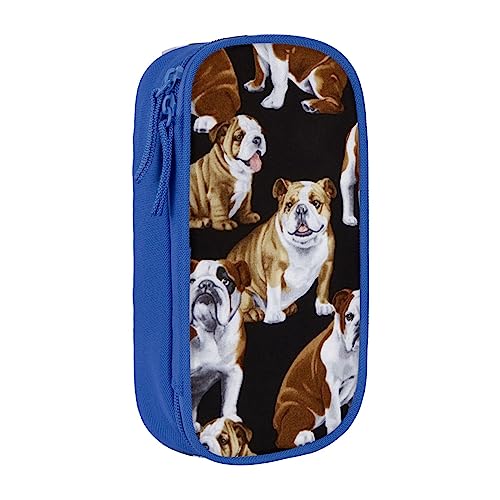 VGFJHNDF Federmäppchen mit englischen Bulldoggen, Stiftebox, Organizer für Büro, Uni, Schule, Erwachsene, Teenager, Mädchen, Jungen, Schwarz, blau, Einheitsgröße, Make-up-Tasche von VGFJHNDF