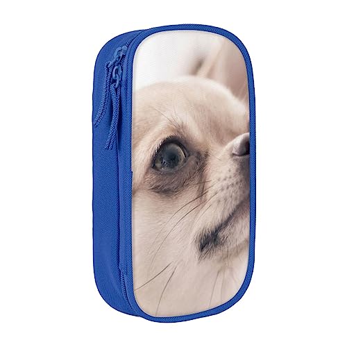 VGFJHNDF Federmäppchen mit niedlichem Chihuahua-Motiv, für Büro, Uni, Schule, Erwachsene, Teenager, Mädchen, Jungen, Schwarz, blau, Einheitsgröße, Make-up-Tasche von VGFJHNDF