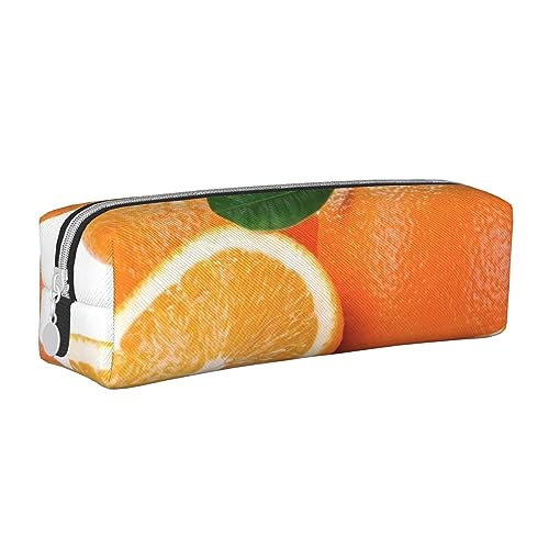 VGFJHNDF Federmäppchen mit zwei Giraffen, die auf der Barren laufen, Leder, mit Reißverschluss, minimalistisches Federmäppchen und Make-up-Tasche für Männer, Frauen, Mädchen, Jungen, Orange, von VGFJHNDF