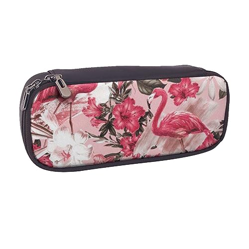 VGFJHNDF Federmappe aus Leder mit roten Rosen, für Schule, Schule, Büro, Make-up, Organizer für Männer, Frauen, Mädchen, Jungen, Flamingo-Blumendruck., Einheitsgröße, Make-up-Tasche von VGFJHNDF