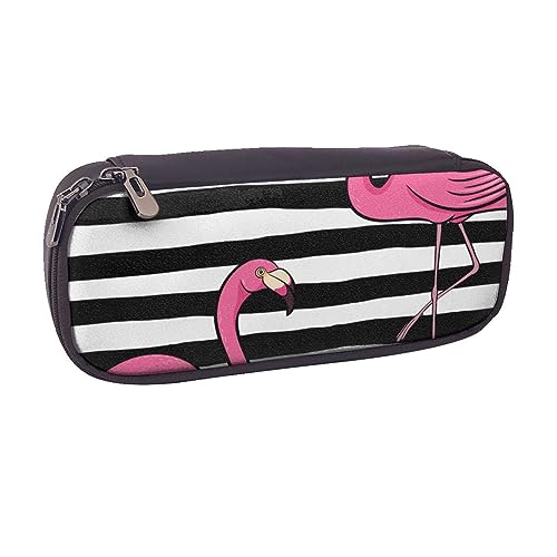 VGFJHNDF Federmappe aus Leder mit roten Rosen, für Schule, Schule, Büro, Make-up, Organizer für Männer, Frauen, Mädchen, Jungen, Rosa Flamingo, Einheitsgröße, Make-up-Tasche von VGFJHNDF