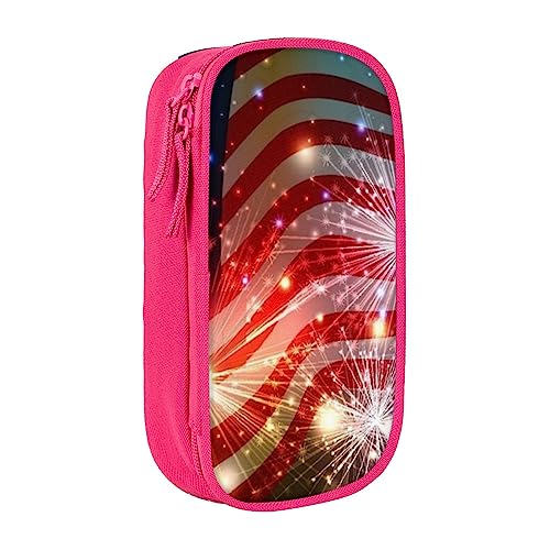 VGFJHNDF Federmappe mit amerikanischer Flagge, Feuerwerk, Stifteetui, Organizer für Büro, Uni, Schule, Erwachsene, Teenager, Mädchen, Jungen, Schwarz, rose, Einheitsgröße, Make-up-Tasche von VGFJHNDF