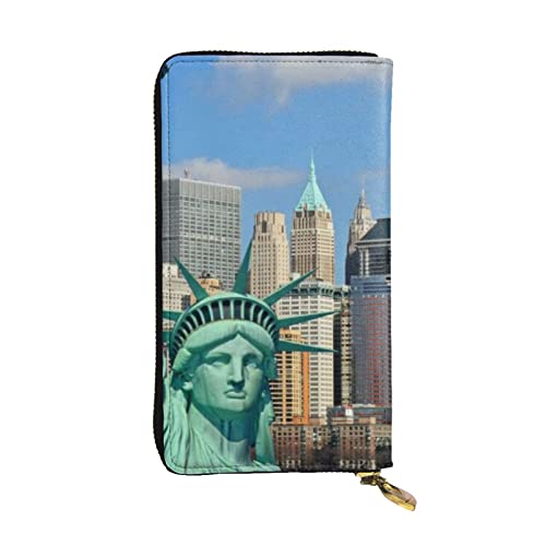VGFJHNDF Freiheitsstatue in NYC bedruckte lange Ledergeldbörse, 12 Kreditkartenfächer, 4 Geldfächer, 1 Münzfach mit Reißverschluss, Freiheitsstatue in Nyc, Einheitsgröße von VGFJHNDF