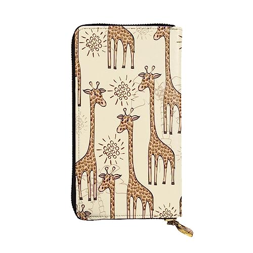 VGFJHNDF Galaxy Stars bedruckte lange Ledergeldbörse, 12 Kreditkartenfächer, 4 Geldfächer, 1 Münzfach mit Reißverschluss, Handgezeichnete Giraffen, Einheitsgröße von VGFJHNDF