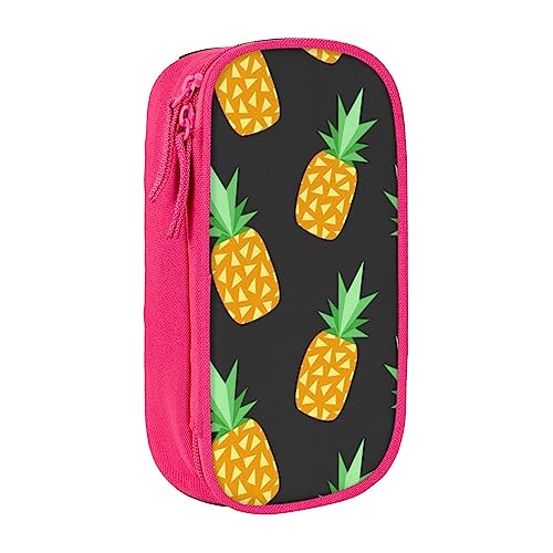 VGFJHNDF Gelbe Ananas-Bleistiftetui, Stifteetui, Organizer für Büro, Uni, Schule, Erwachsene, Teenager, Mädchen, Jungen, Schwarz, rose, Einheitsgröße, Make-up-Tasche von VGFJHNDF