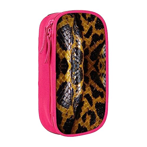 VGFJHNDF Gelbe Schlange Federmäppchen Fach Bleistift Box Tasche Organizer für Büro College Schule Erwachsene Teenager Mädchen Jungen Schwarz, rose, Einheitsgröße, Make-up-Tasche von VGFJHNDF