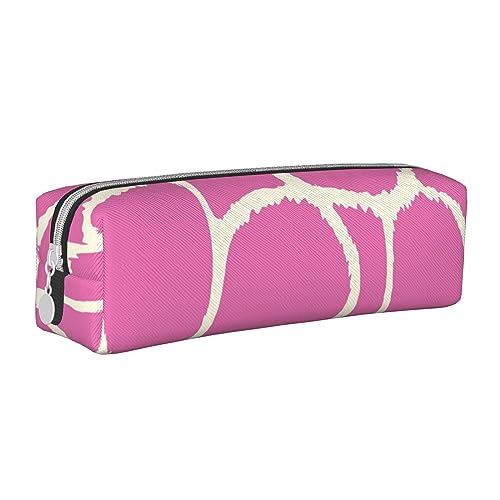 VGFJHNDF Gelbes Leoparden-Leder-Federmäppchen mit Reißverschluss – minimalistisches Federmäppchen und Make-up-Tasche für Männer, Frauen, Mädchen, Jungen, Textur Giraffe rosa, Einheitsgröße, von VGFJHNDF