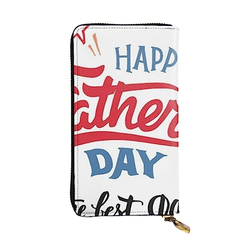 VGFJHNDF Große weiße Ledergeldbörse mit Punktemuster, 12 Kreditkartenfächer, 4 Geldfächer, 1 Münzfach mit Reißverschluss, Happy Father's Day Dad, Einheitsgröße von VGFJHNDF
