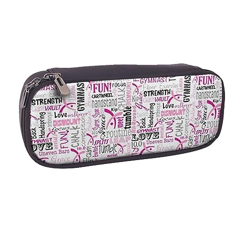 VGFJHNDF Handbemaltes Blumen-Leder-Federmäppchen, Flip-Bleistiftbox, College-Schule, Stifttasche, Tasche, Büro, Make-up-Tasche, Organizer für Männer, Frauen, Mädchen, Jungen, Gymnastik pink, von VGFJHNDF