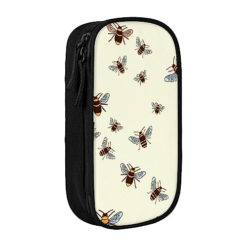 VGFJHNDF Honey Bee Federmäppchen mit Fach für Büro, Uni, Schule, Erwachsene, Teenager, Mädchen, Jungen, Schwarz, Schwarz , Einheitsgröße, Make-up-Tasche von VGFJHNDF