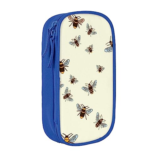 VGFJHNDF Honey Bee Federmäppchen mit Fach für Büro, Uni, Schule, Erwachsene, Teenager, Mädchen, Jungen, Schwarz, blau, Einheitsgröße, Make-up-Tasche von VGFJHNDF