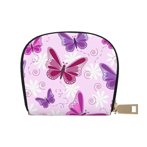 VGFJHNDF Klassische Geldbörse aus Leder mit Schmetterlingsmotiv, mit Kartenhalter, stilvolles Geschenk für Männer und Frauen, rosa Schmetterling (Pink Butterfly), Einheitsgröße von VGFJHNDF